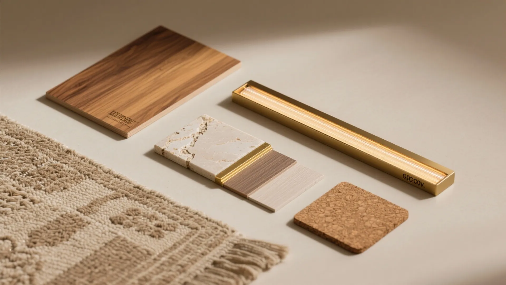 Earthy stone and wood palette with soft acoustics