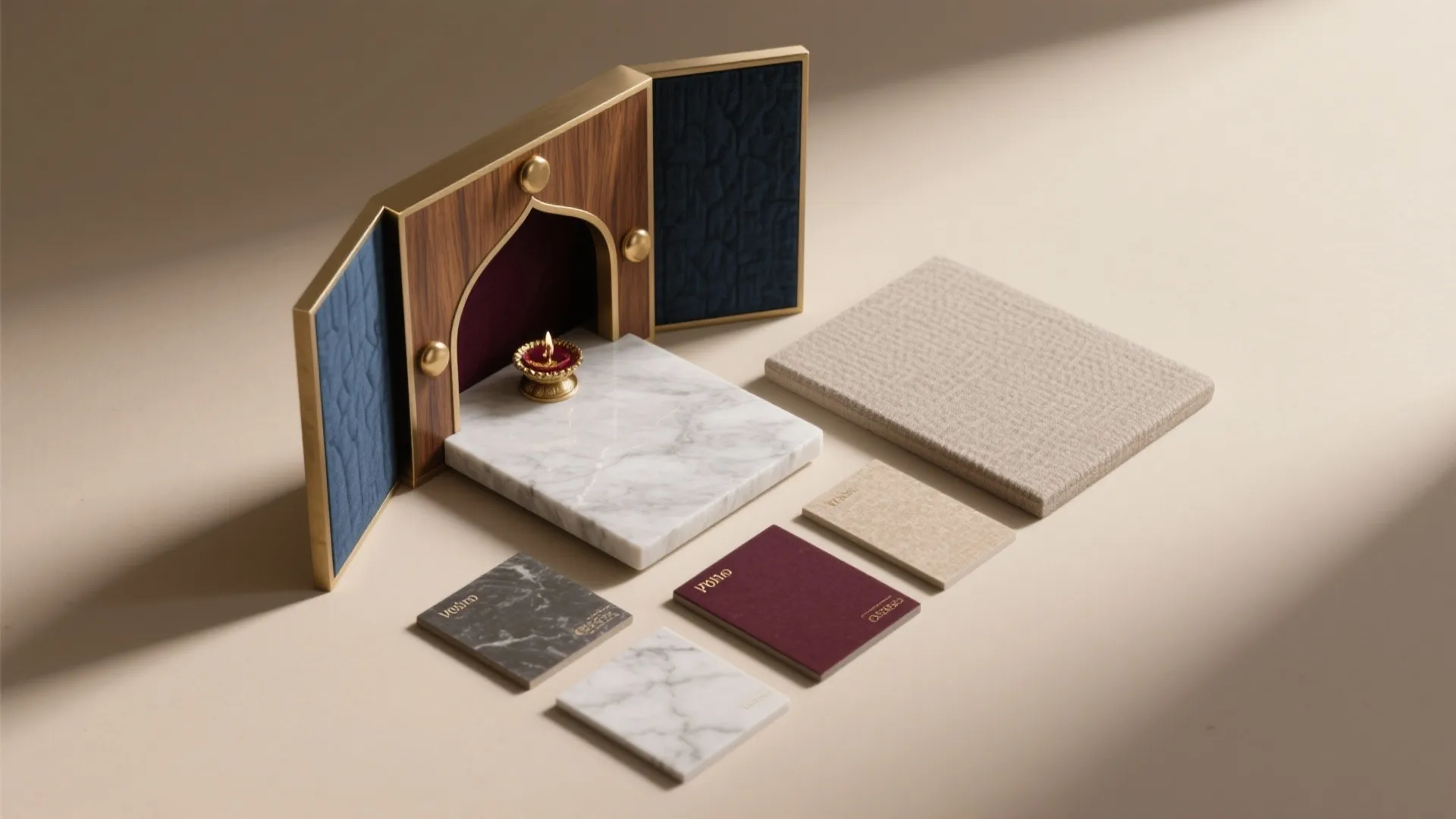 4. Material Palette: Stone, Wood, and Brass Harmony