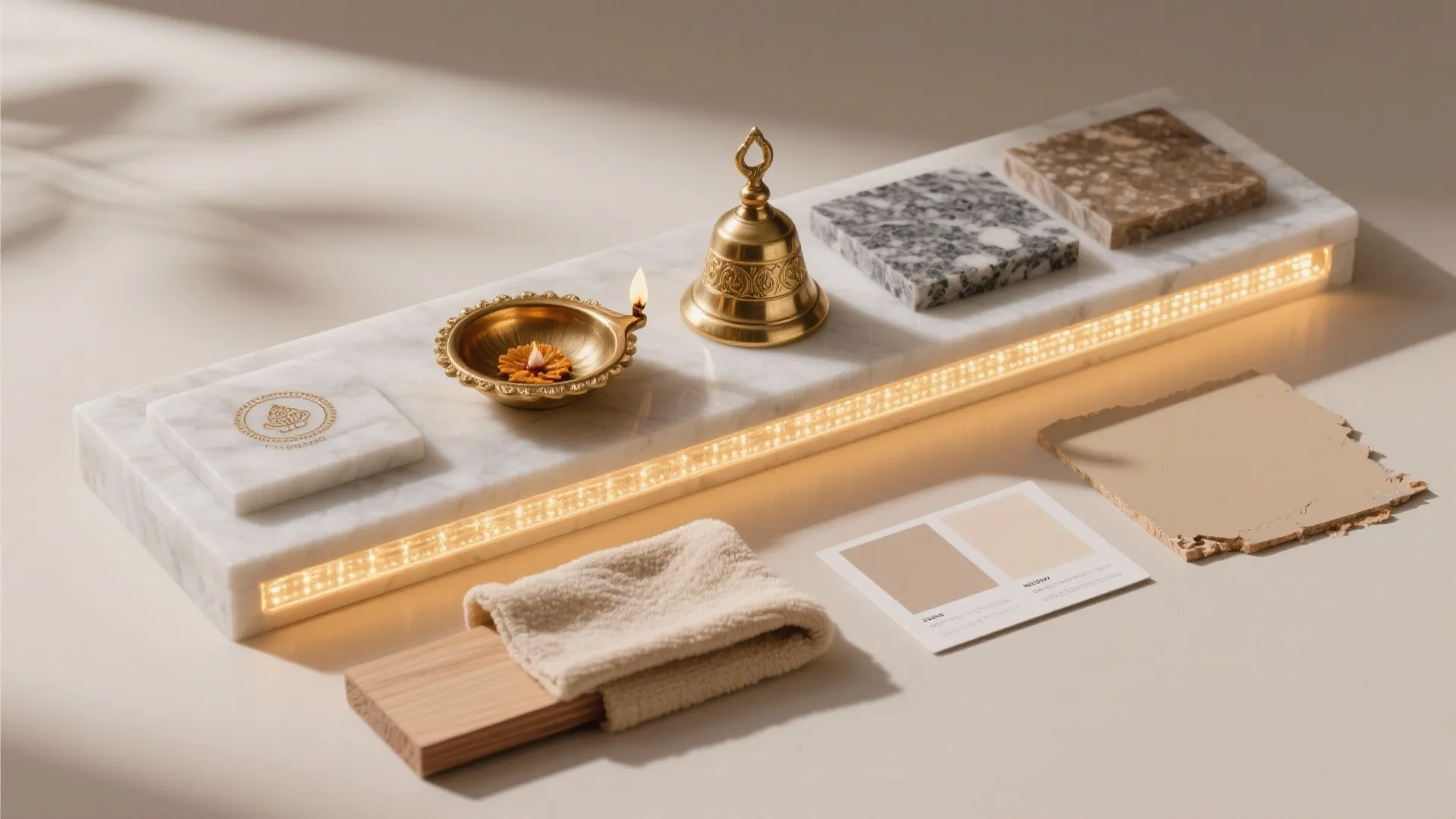 5) Floating Stone Ledge With Under-shelf Lighting