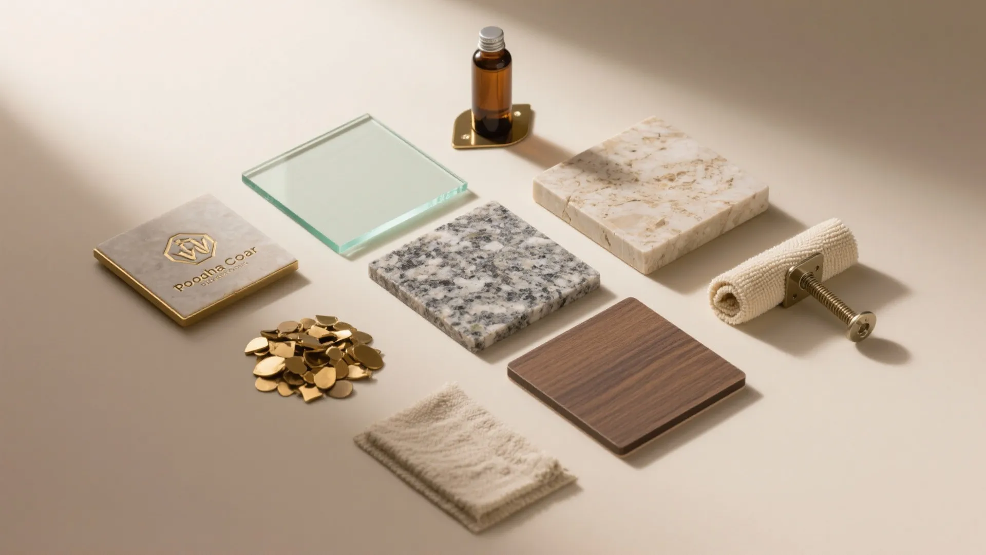 Reflective “lamp-safe” backdrop: stone or tempered glass