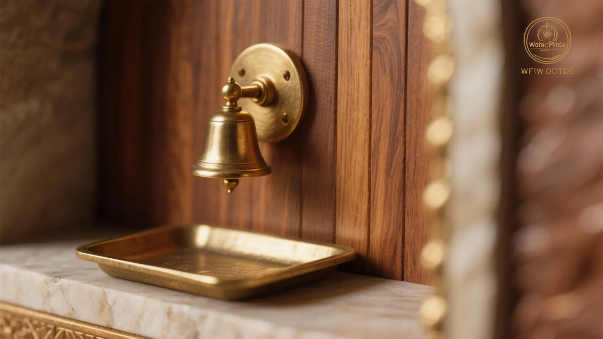 Minimal wood-and-brass pooja niche