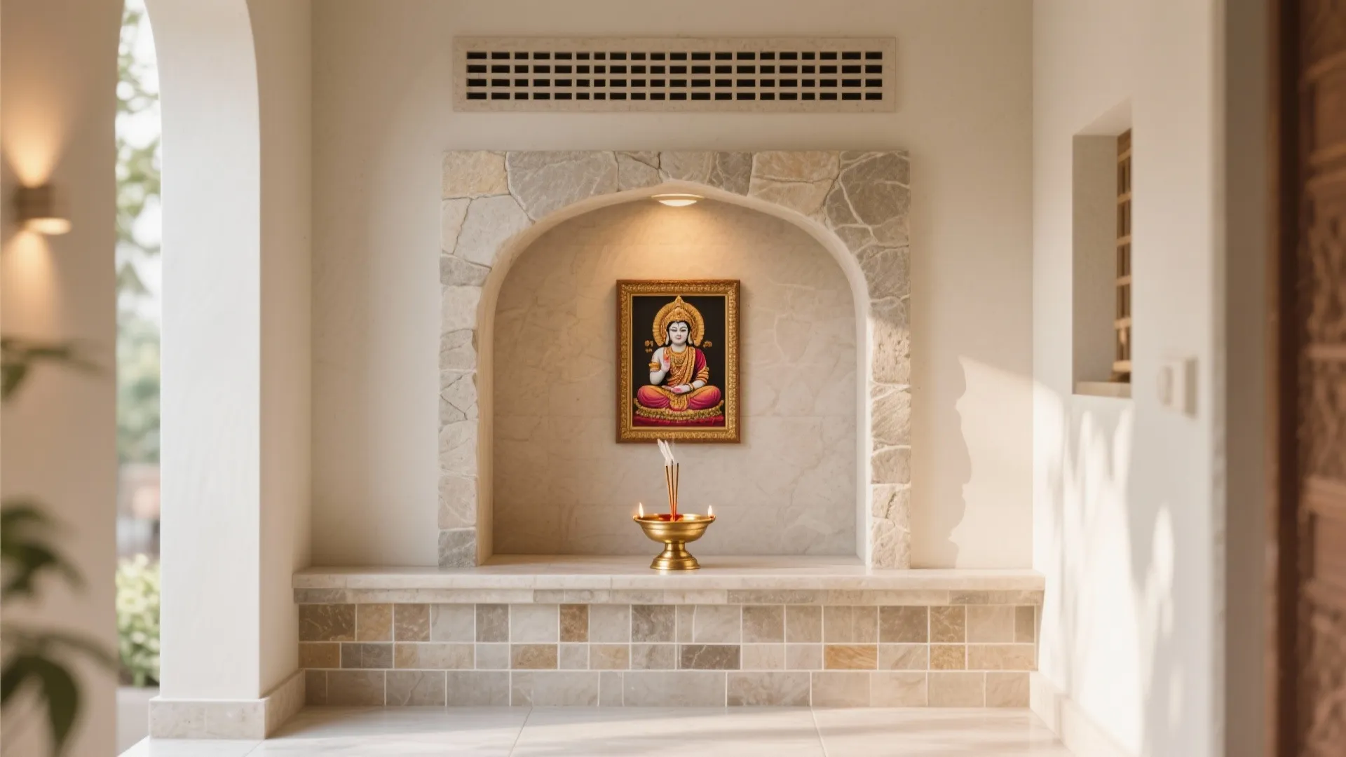 Compact niche with ventilation and fire-safe surfaces