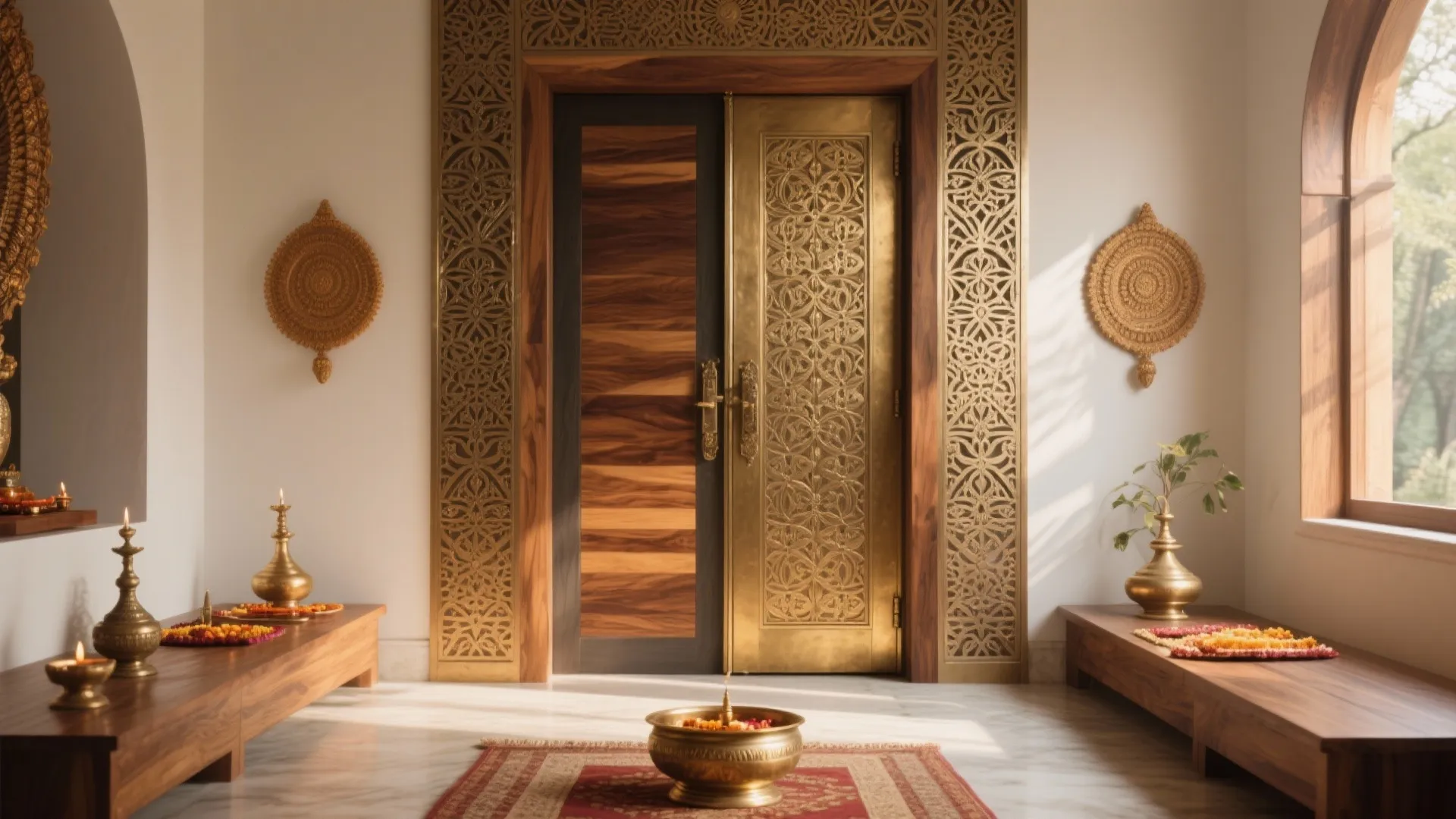 Pooja Room Feels Cramped? 5 Pooja Room Door Designs