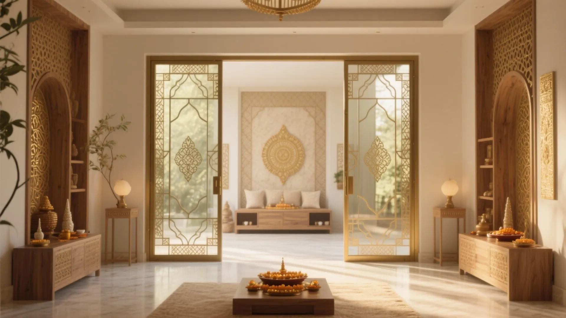 5 Double Door Pooja Room Glass Door Ideas: Elegant and Practical Glass Double Door Designs for Your Pooja Room