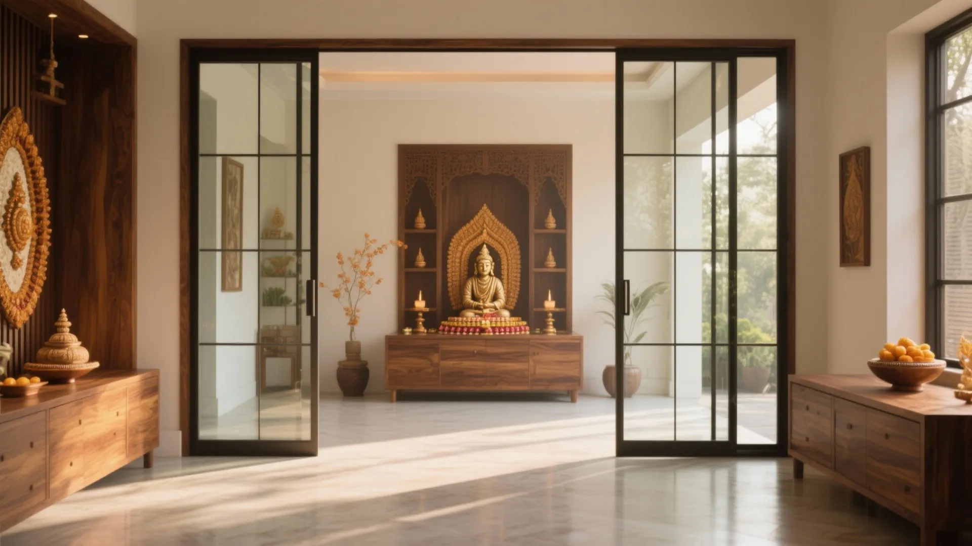 5 Inspiring Glass Door Designs for Pooja Rooms: Small Space, Big Inspiration: My Top Glass Door Ideas for Elevated Pooja Rooms