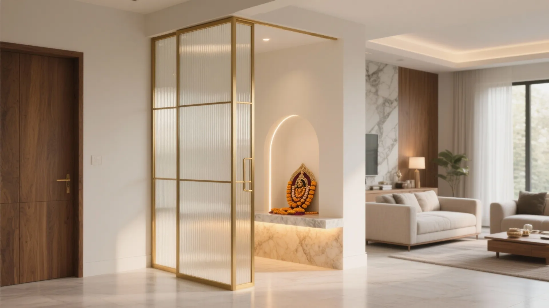 5 Ideas: Partition Design for Pooja Room: Small-space altar partitions that feel sacred, airy, and safe