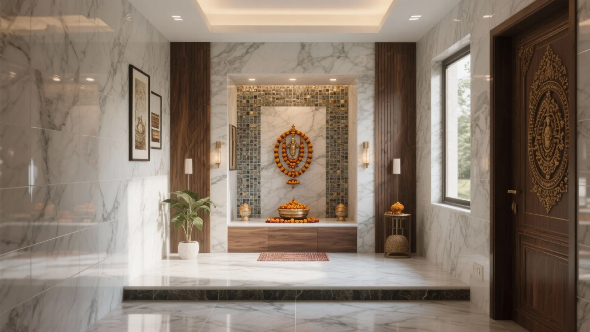 5 Pooja Room Tiles Design Ideas: Creative Ways to Elevate Your Spiritual Space with Tile Designs
