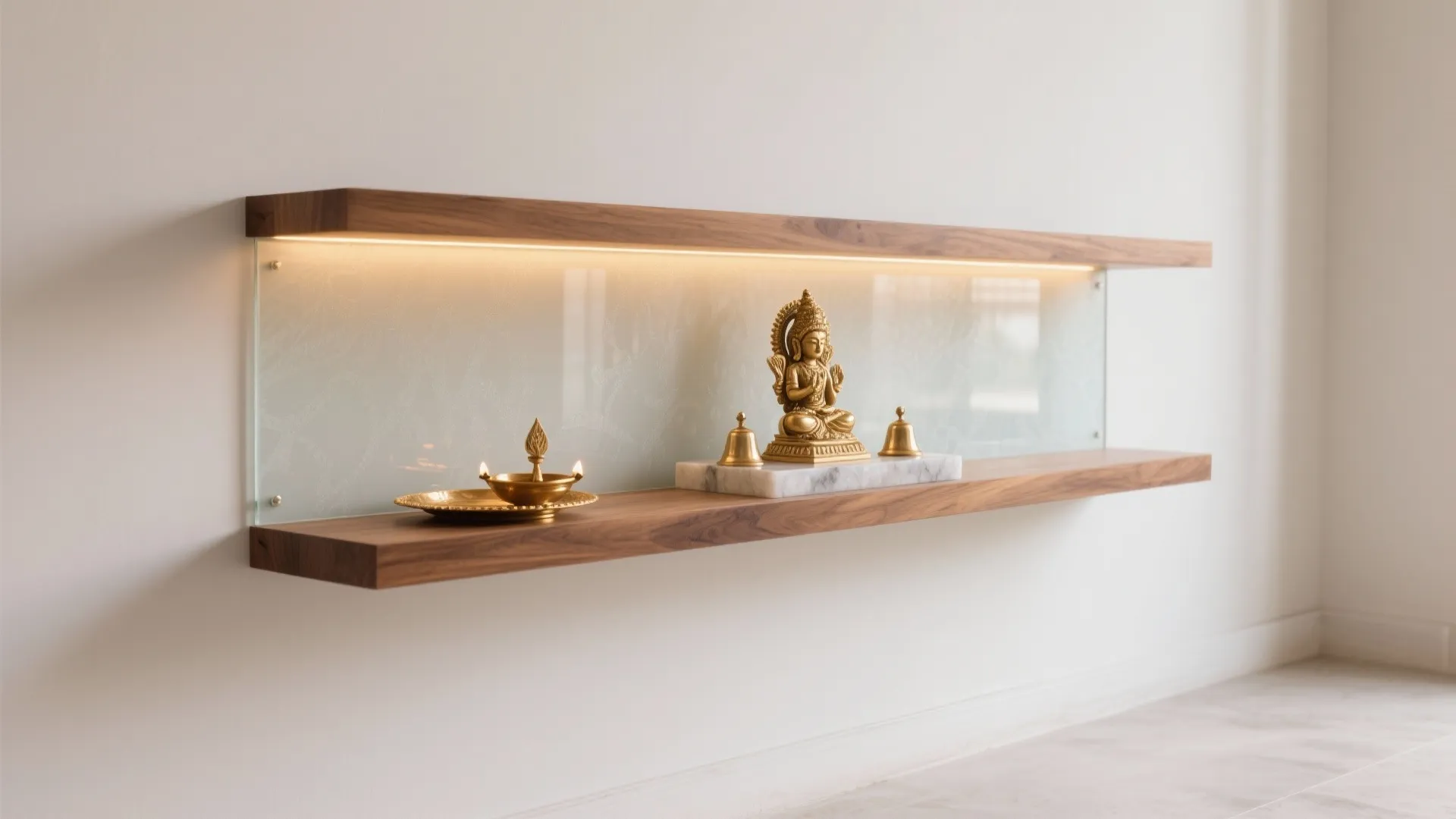 Floating, Backlit Pooja Shelf