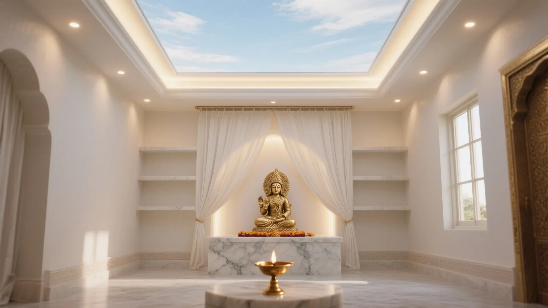 Recessed skylight effect with soft fabric diffuser