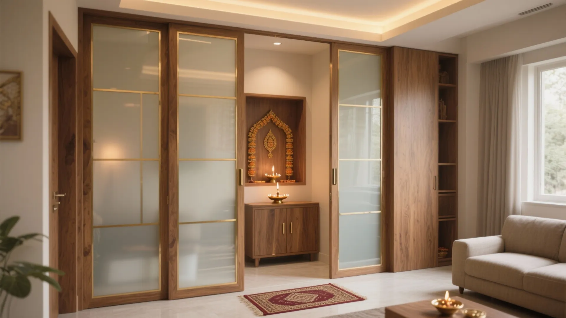 Sliding Door for Pooja Room: Space-Saving Divine Design: 1 Minute to Brighten Your Pooja Room with a Sliding Door
