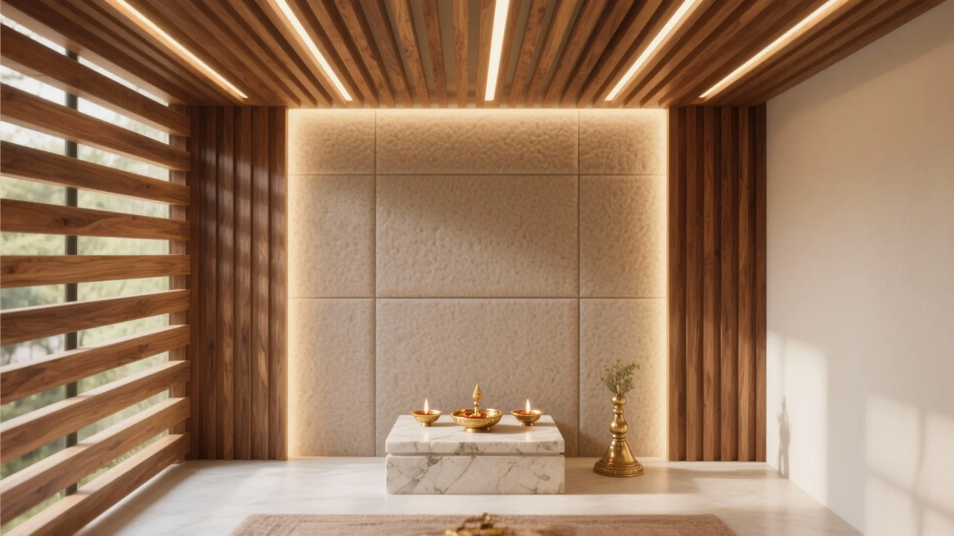 Timber slats with acoustic serenity