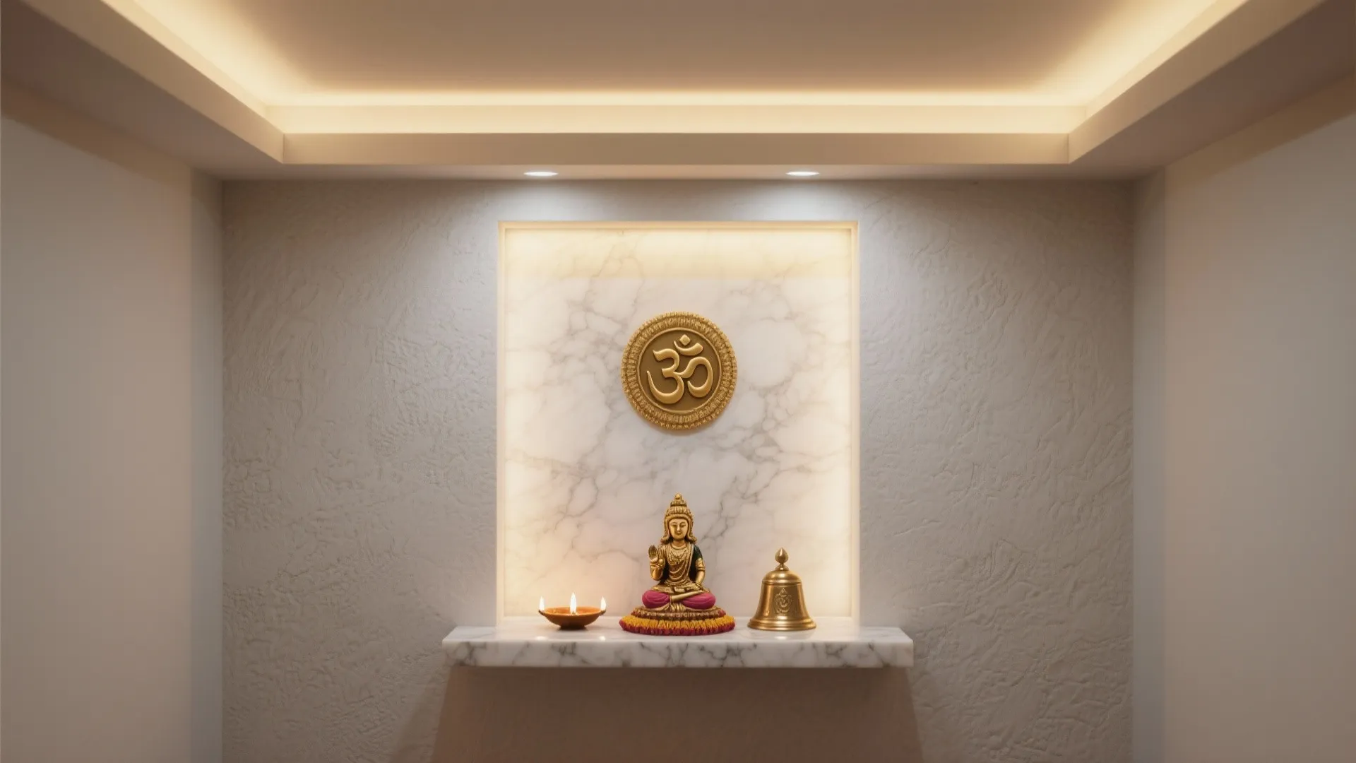 Minimal POP tray with warm cove lighting