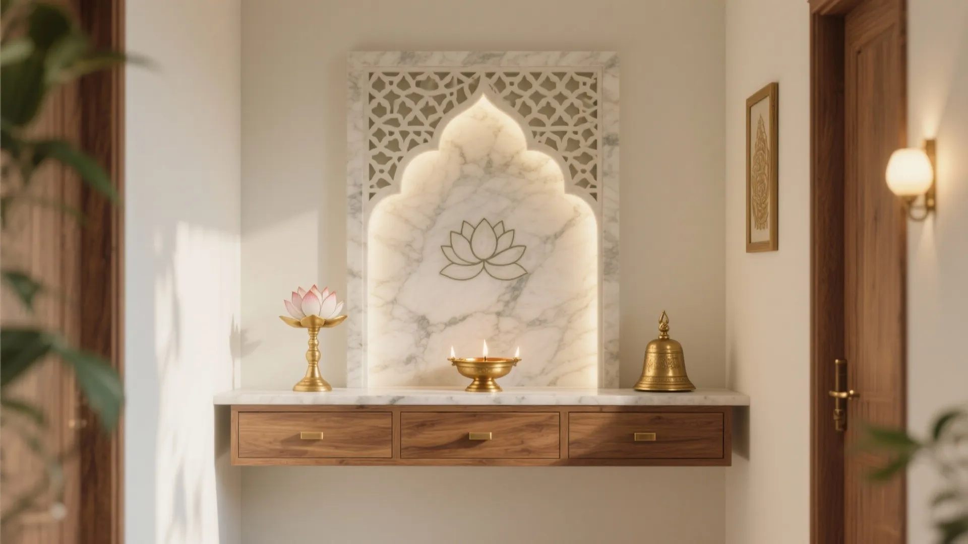 5 Pooja Room Wall Decor Ideas I Swear By: Real designer tips to style sacred walls in small spaces—calm, practical, and beautiful.