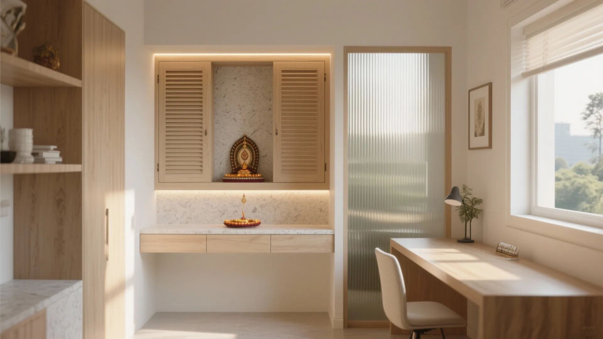 Northeast Pooja / Study Nook That Breathes