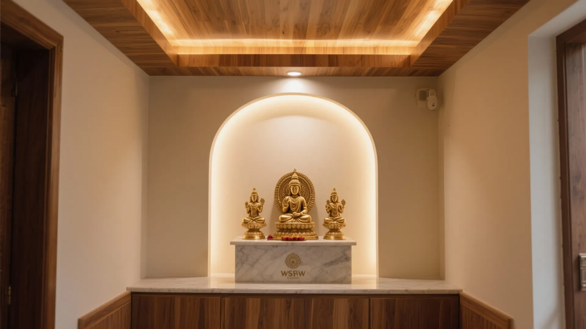 Warm Wood Soffit with Hidden Cove Lighting