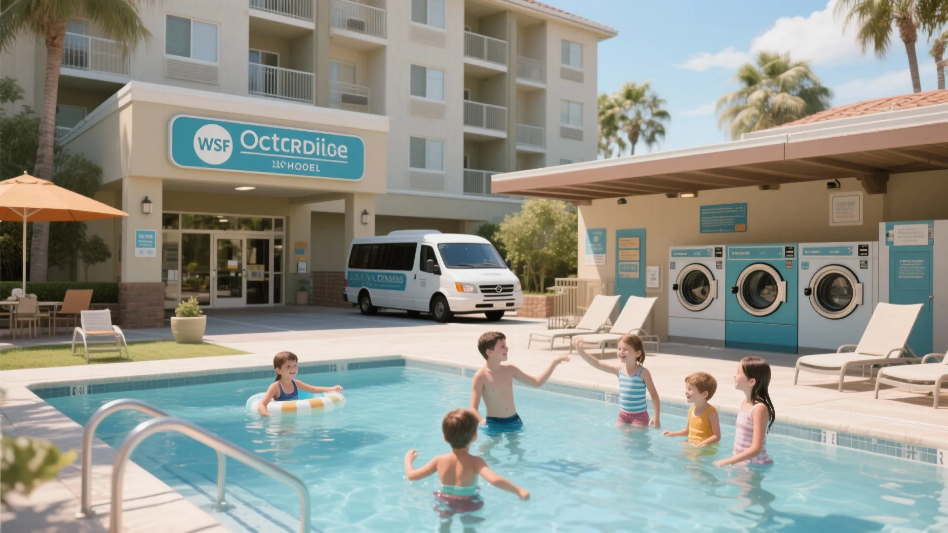 5. Value amenities: pools, laundry, and shuttle services
