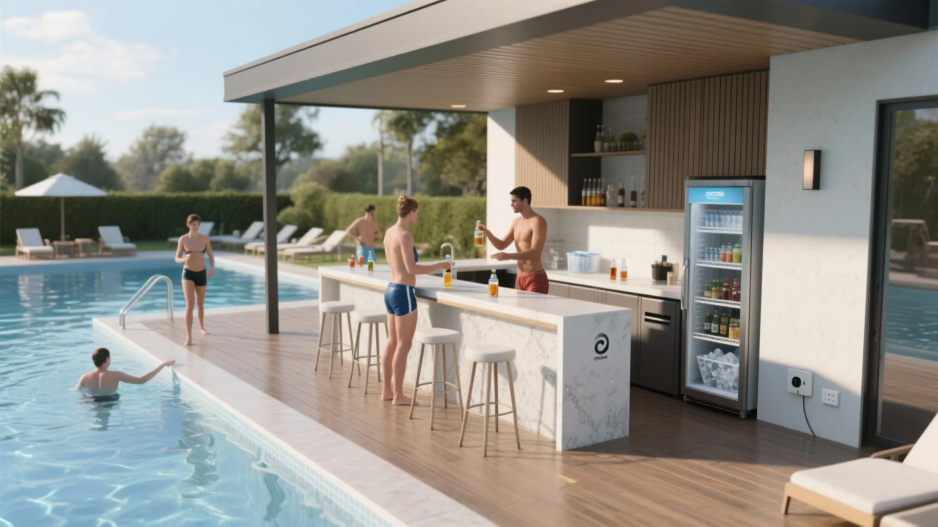4. Integrated Poolside Bar with Refrigeration
