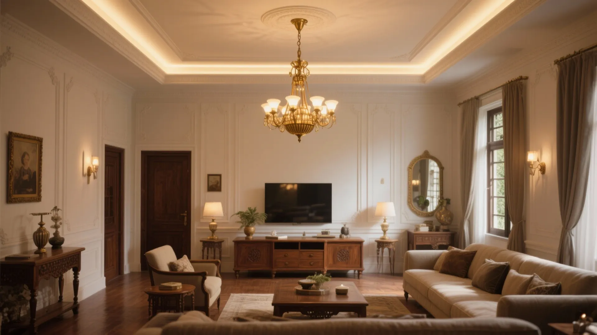Coffered POP Elegance With Indirect Glow