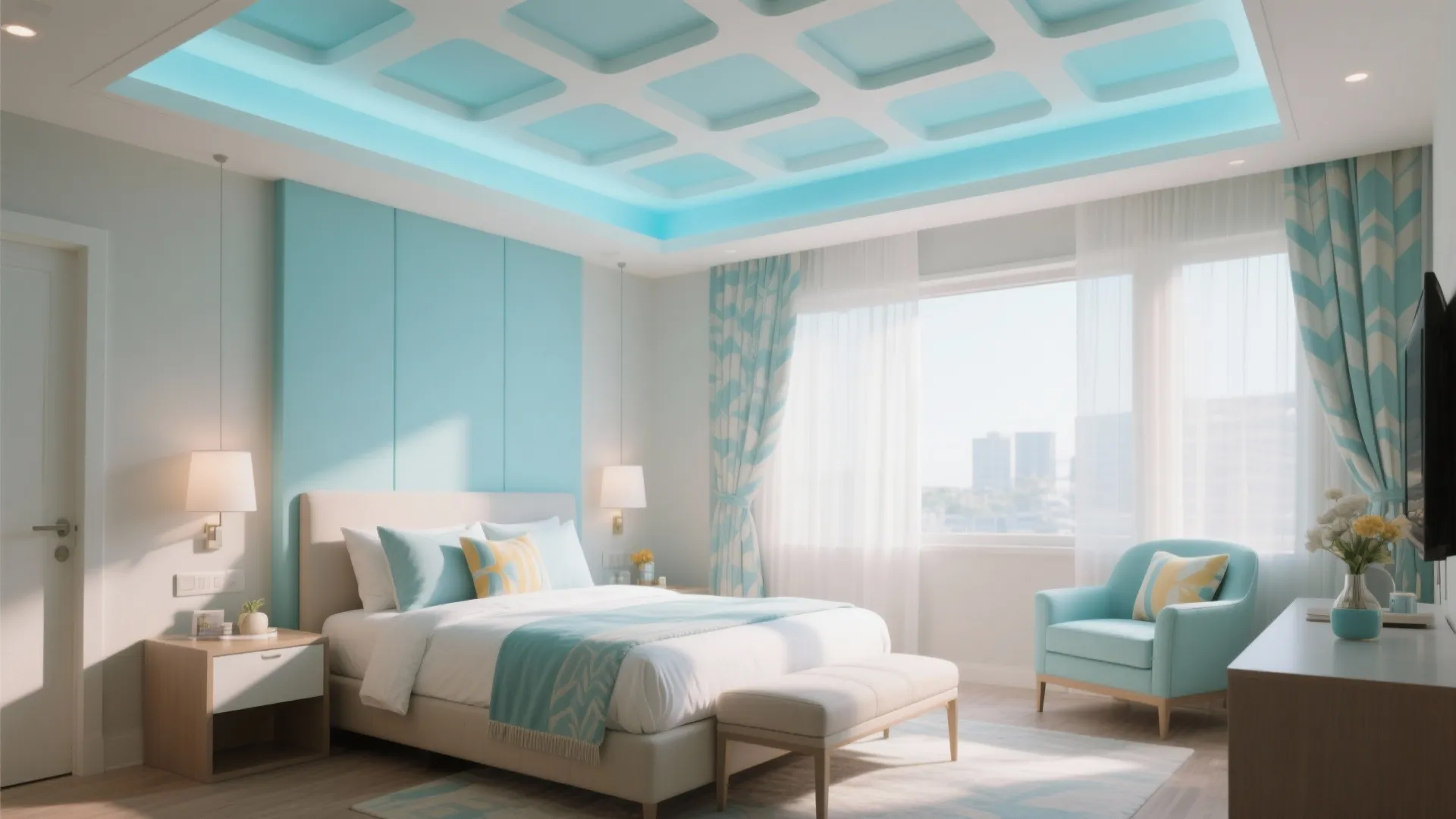 POP Ceiling with Color Accents