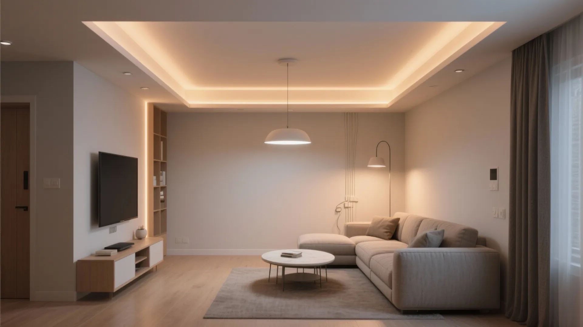 Minimal POP ceiling trim with hidden cove lighting