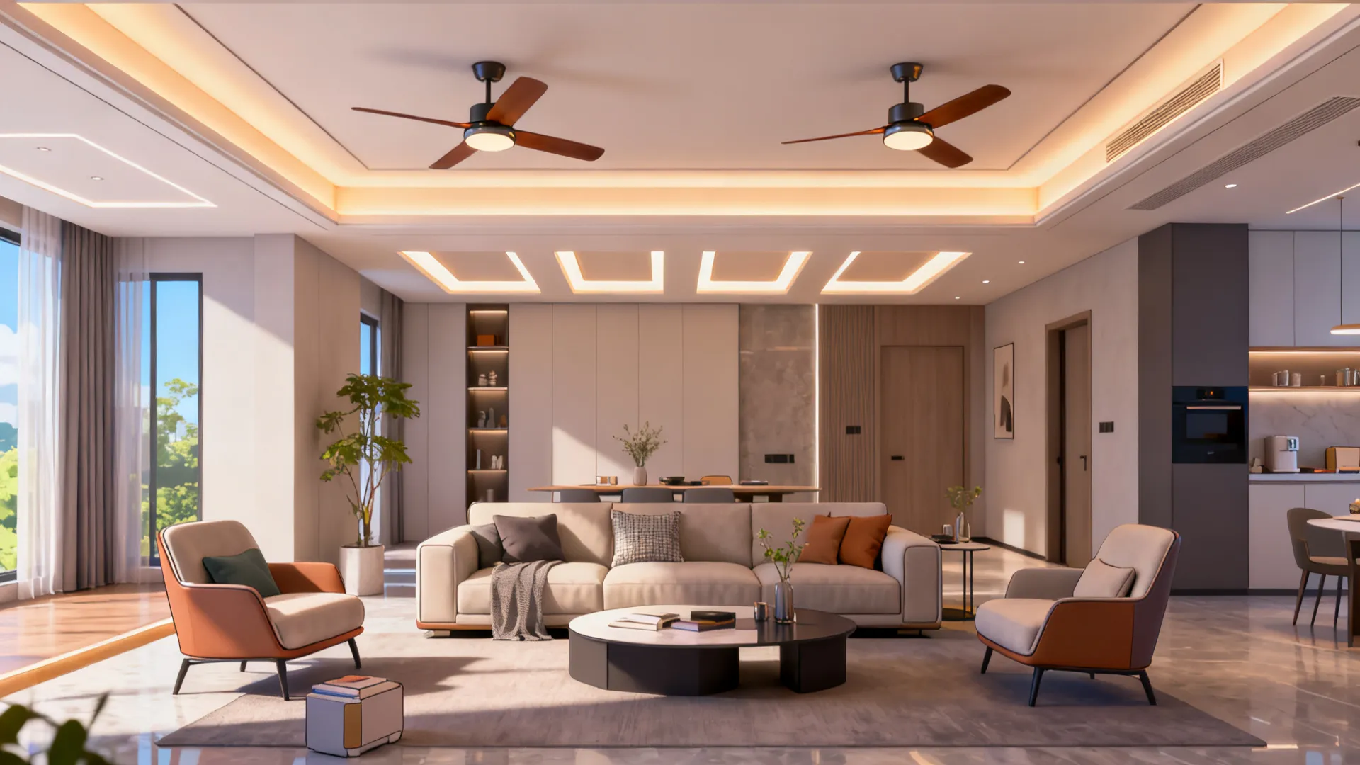 5 POP Design Ideas for a Hall with 2 Fans