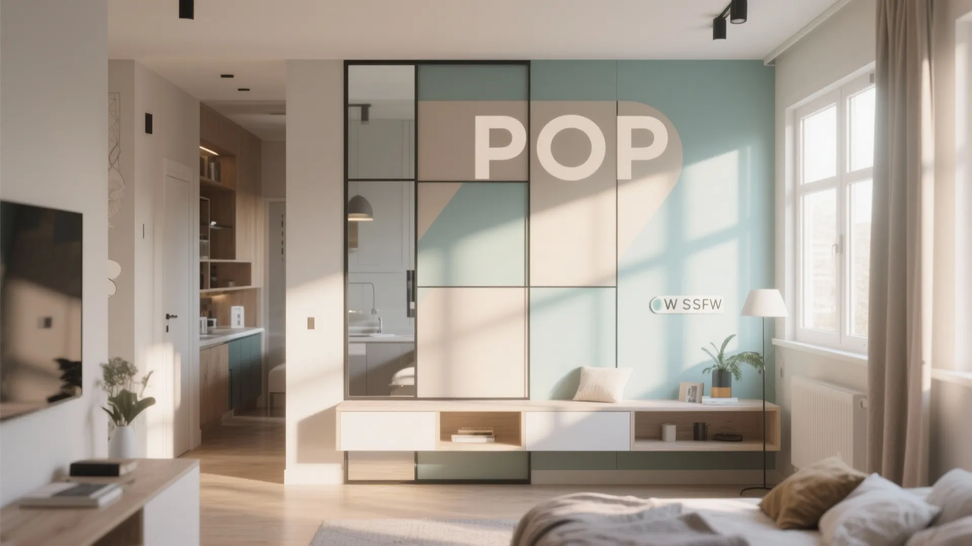 5. POP Accent Wall with Glass Inserts