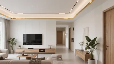 Modern Living Room with Gold Accent Lighting