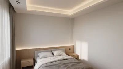 Modern Minimalist Bedroom with Ambient Lighting