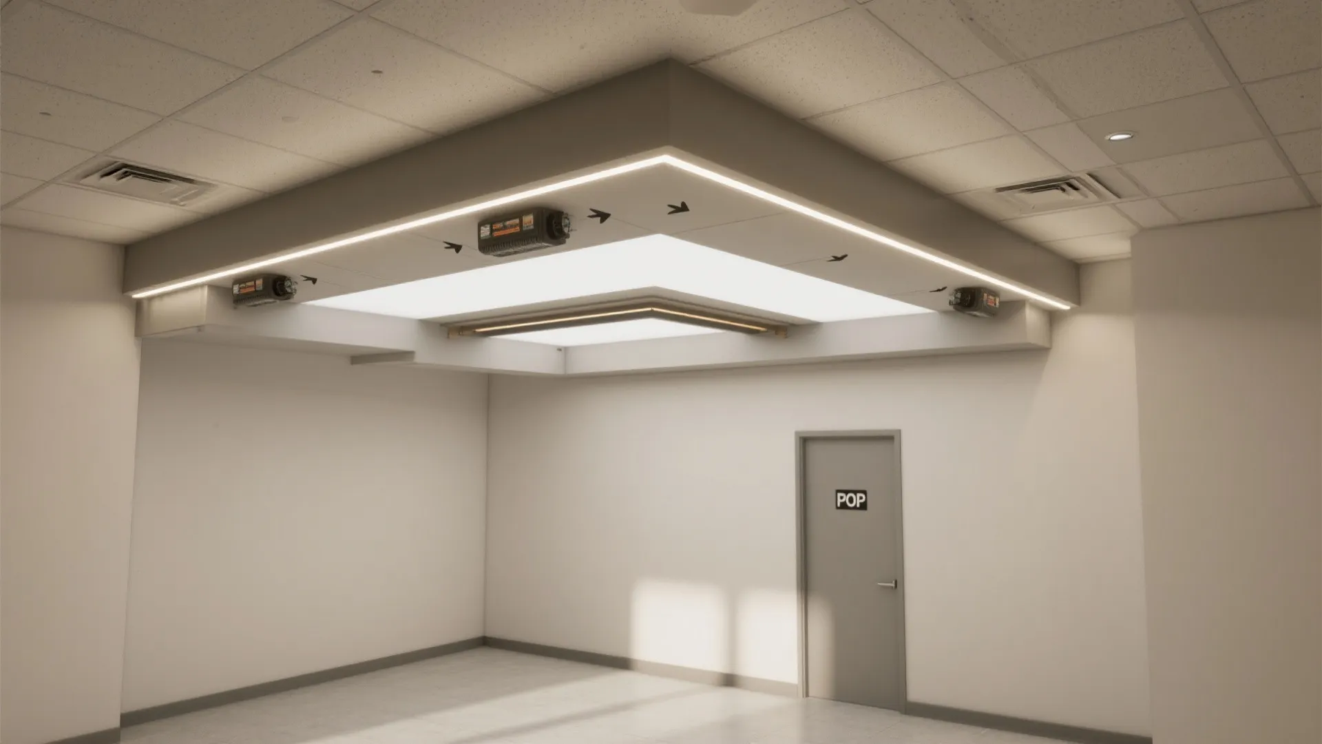Minimal Layered POP Ceiling for Small Halls