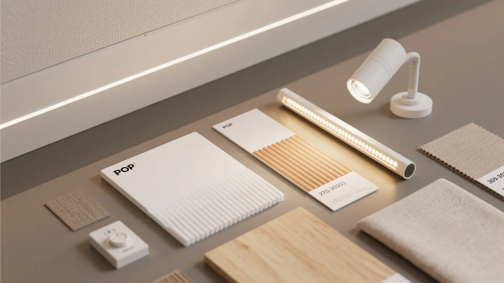 Textured POP ceiling panels with strategic spots