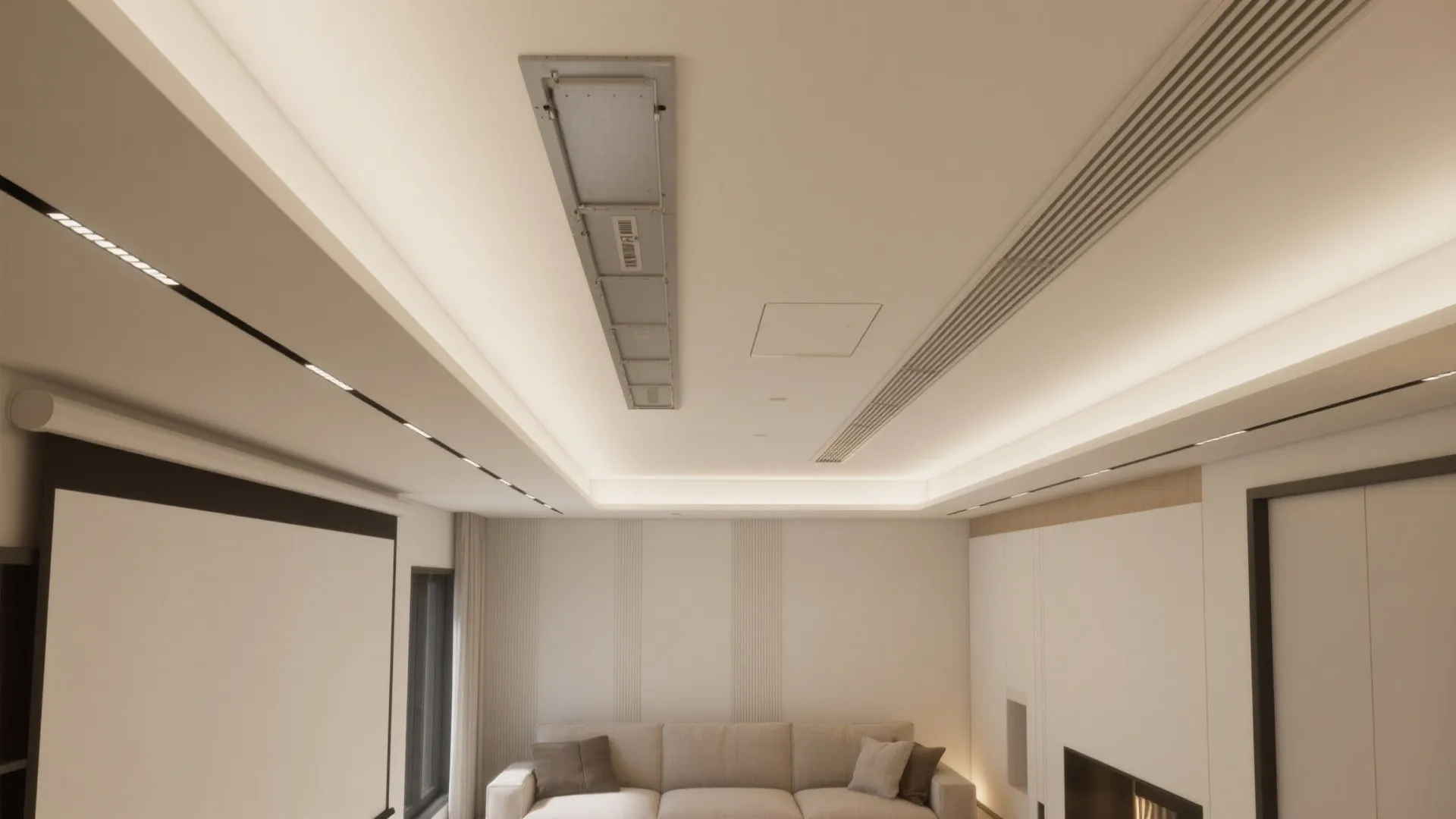 Service-smart POP ceiling: access panels, diffusers, and tech