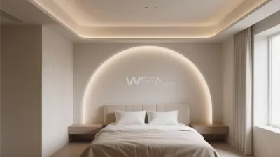 Soft-Lit Bedroom with Arched Headboard Design