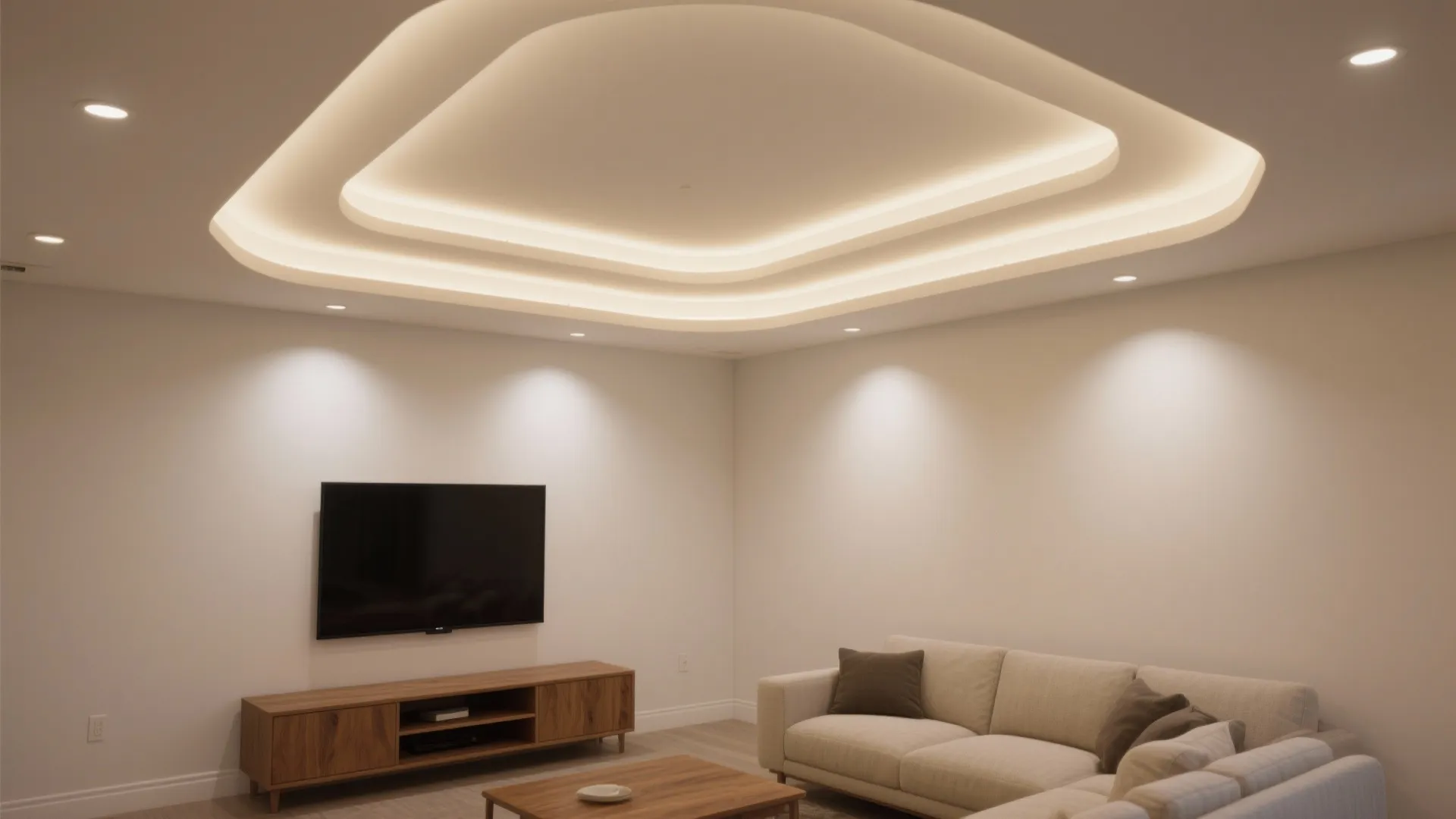 Sculpted Tray POP Ceilings with Cove Lighting