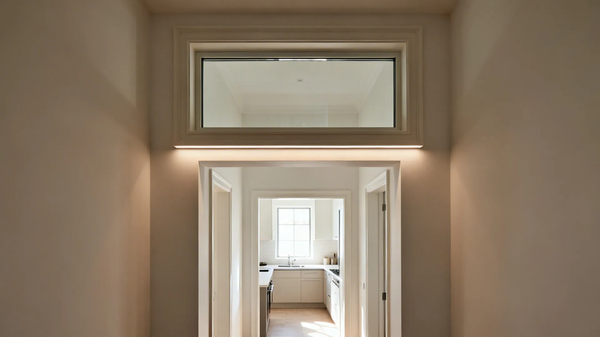 POP Trim + Glass Transom for Daylight Borrowing