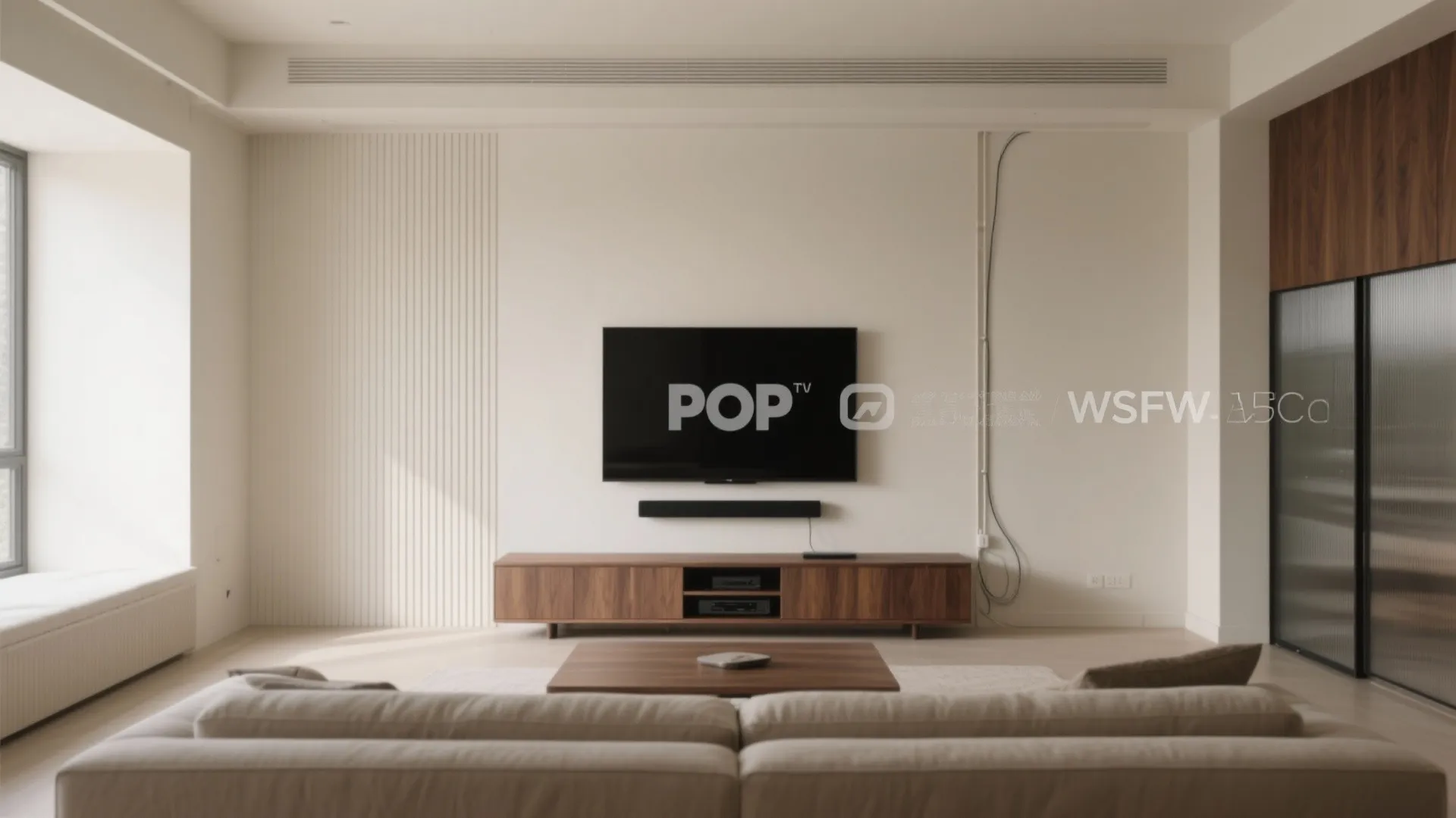 POP TV Wall with Fluted Panels and Hidden Cable Paths