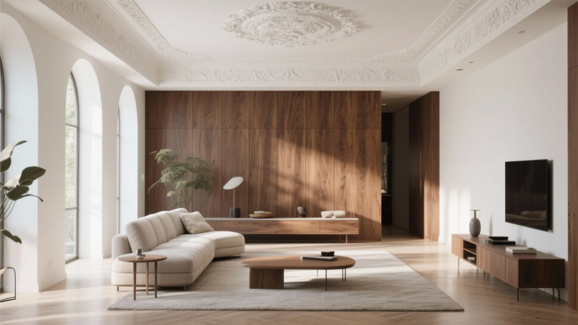 POP Ceiling with Wooden Panels