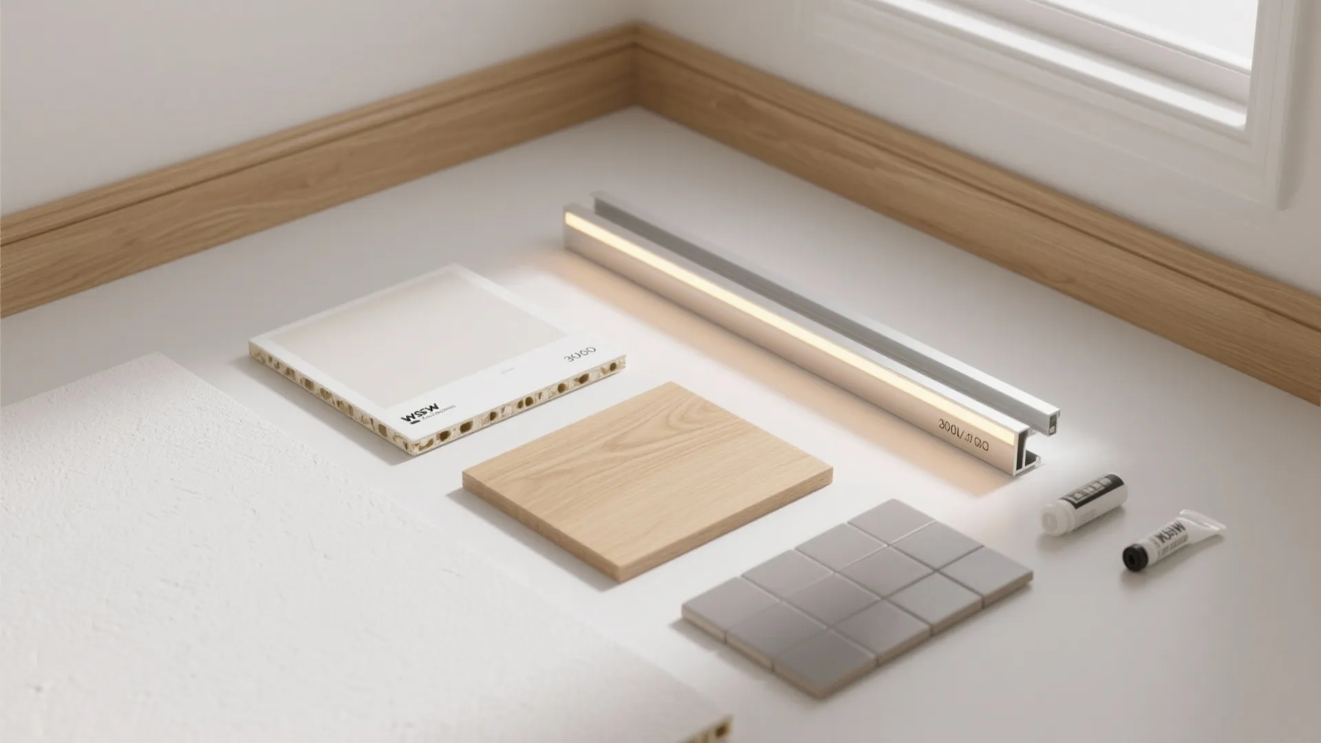 4) Warm Wood Trim with POP to Soften Geometry