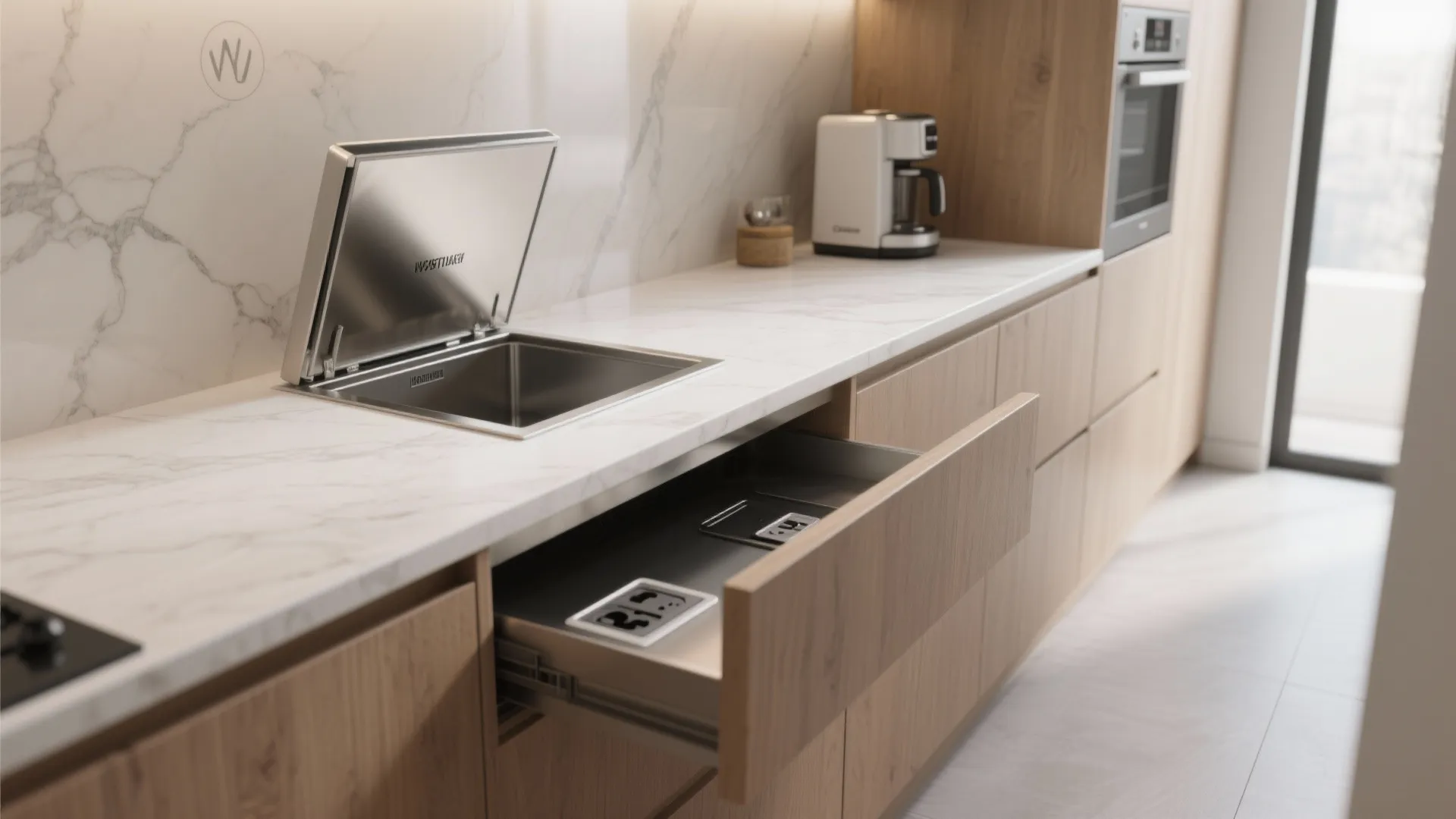 3. Pop-up and countertop-recessed outlets for flexibility