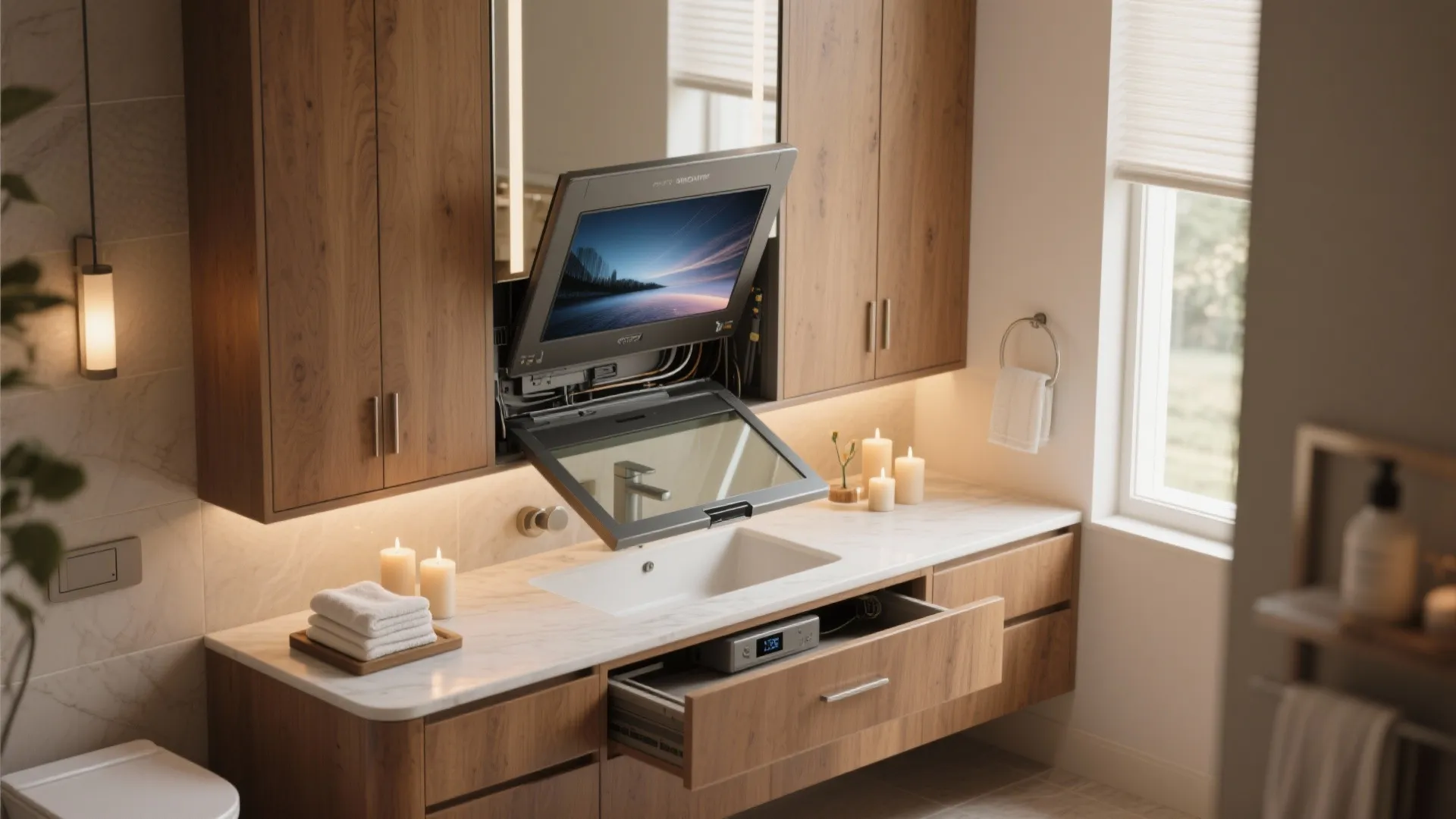 3. Pop-up TV in cabinetry