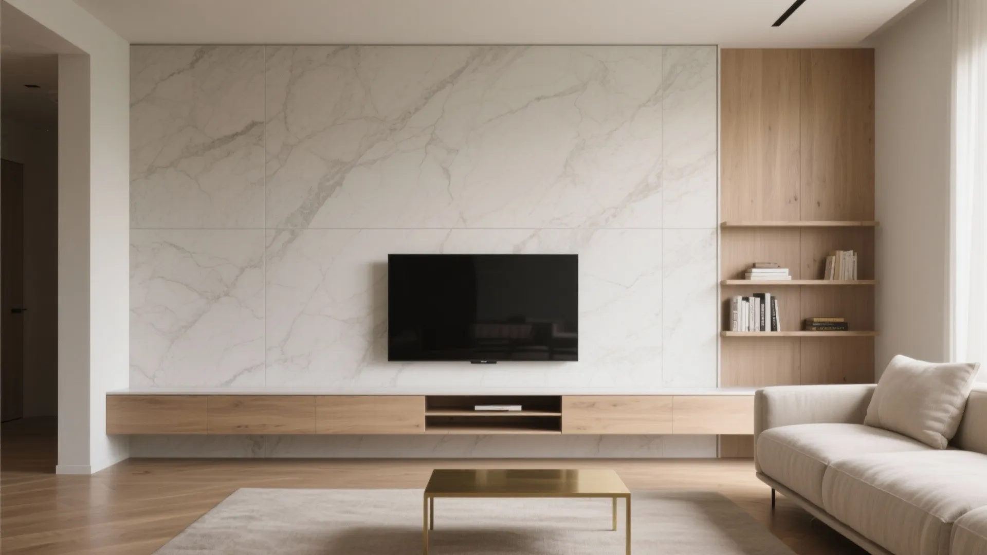 Large-Format Porcelain Slabs for a Seamless Accent Wall