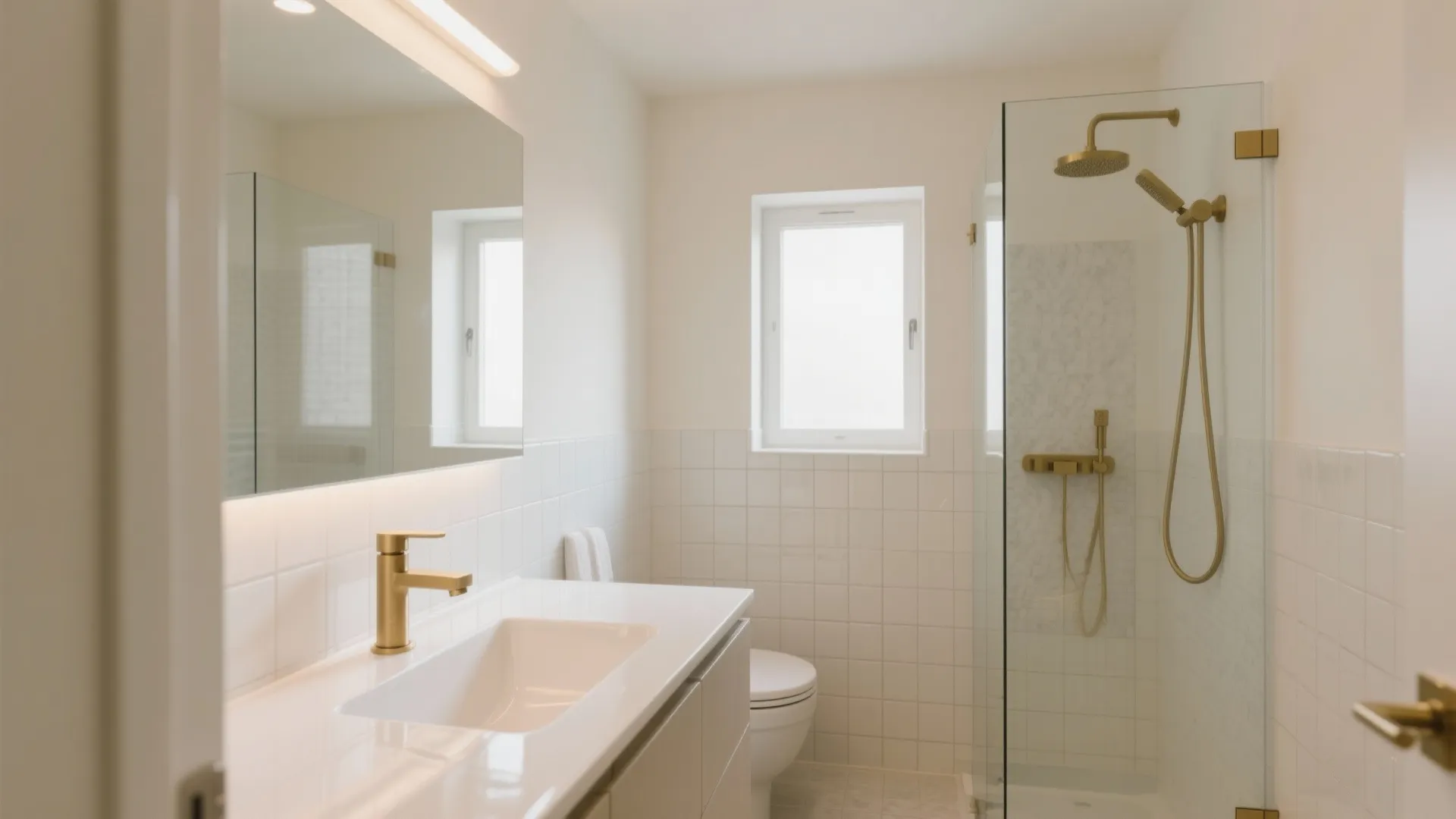 Polished Porcelain That Brightens Small Baths