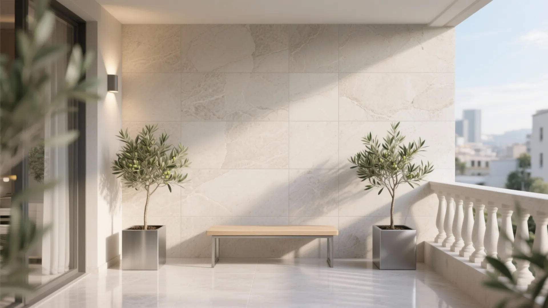 Large-format porcelain cladding for calm facades