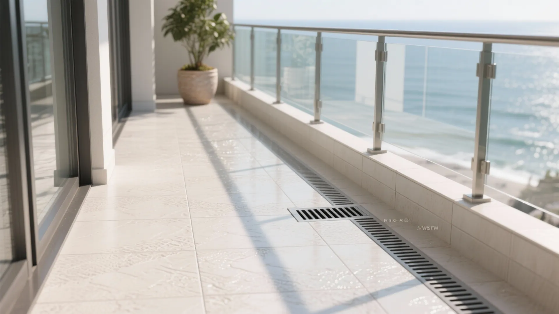 Textured Porcelain Tiles With Drainage Lines