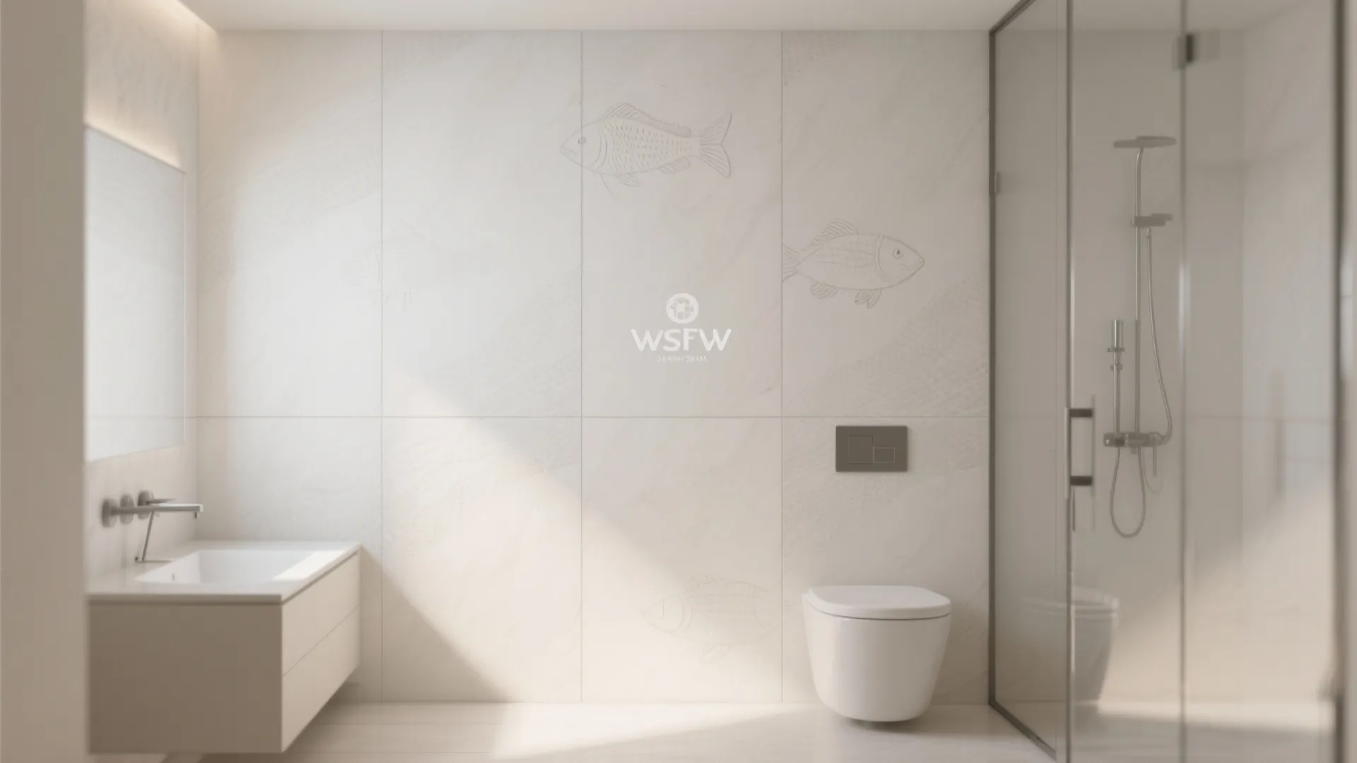 Large-Format Porcelain with Subtle Fish Etching