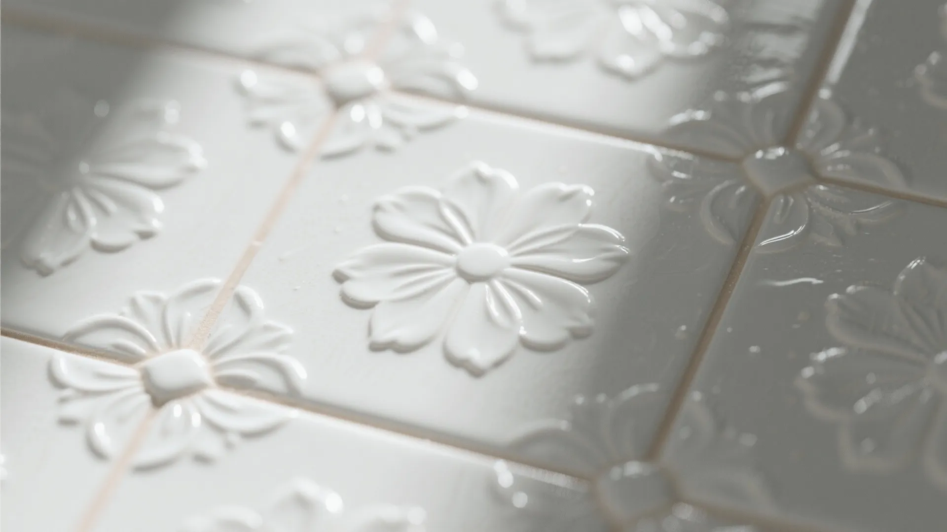Textured porcelain with subtle flower relief