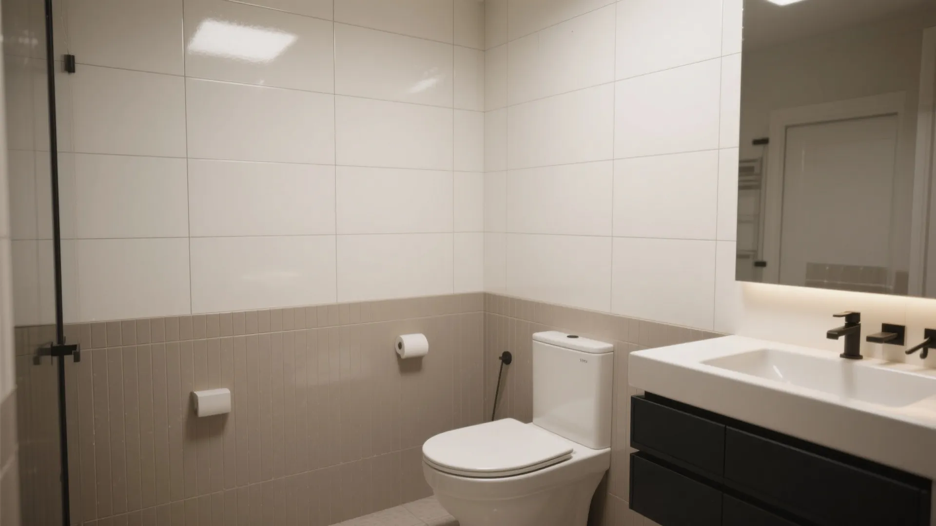 Large-Format Porcelain Calm-Up Half Wall