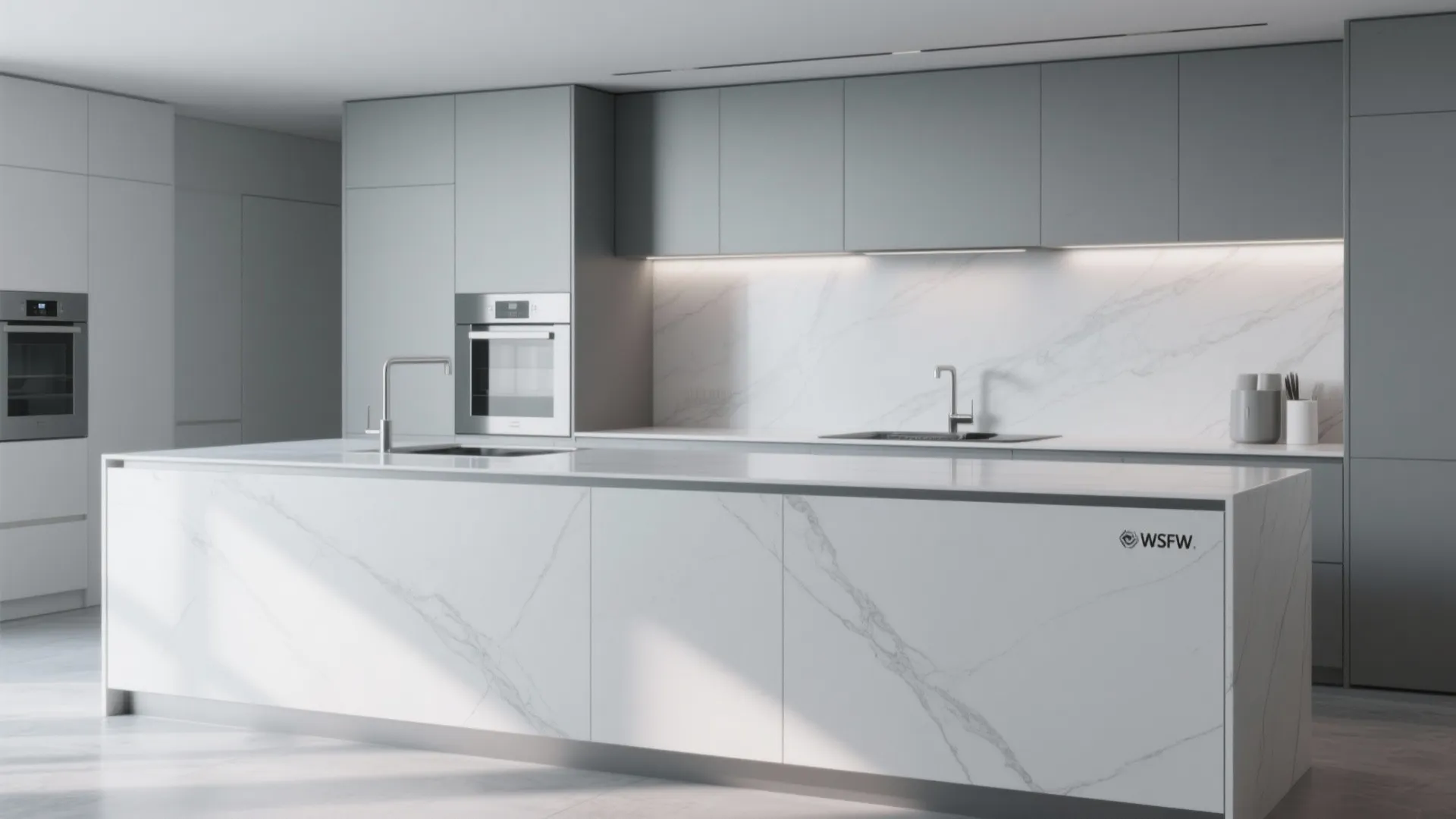 2. Large-format porcelain slabs for minimal seams