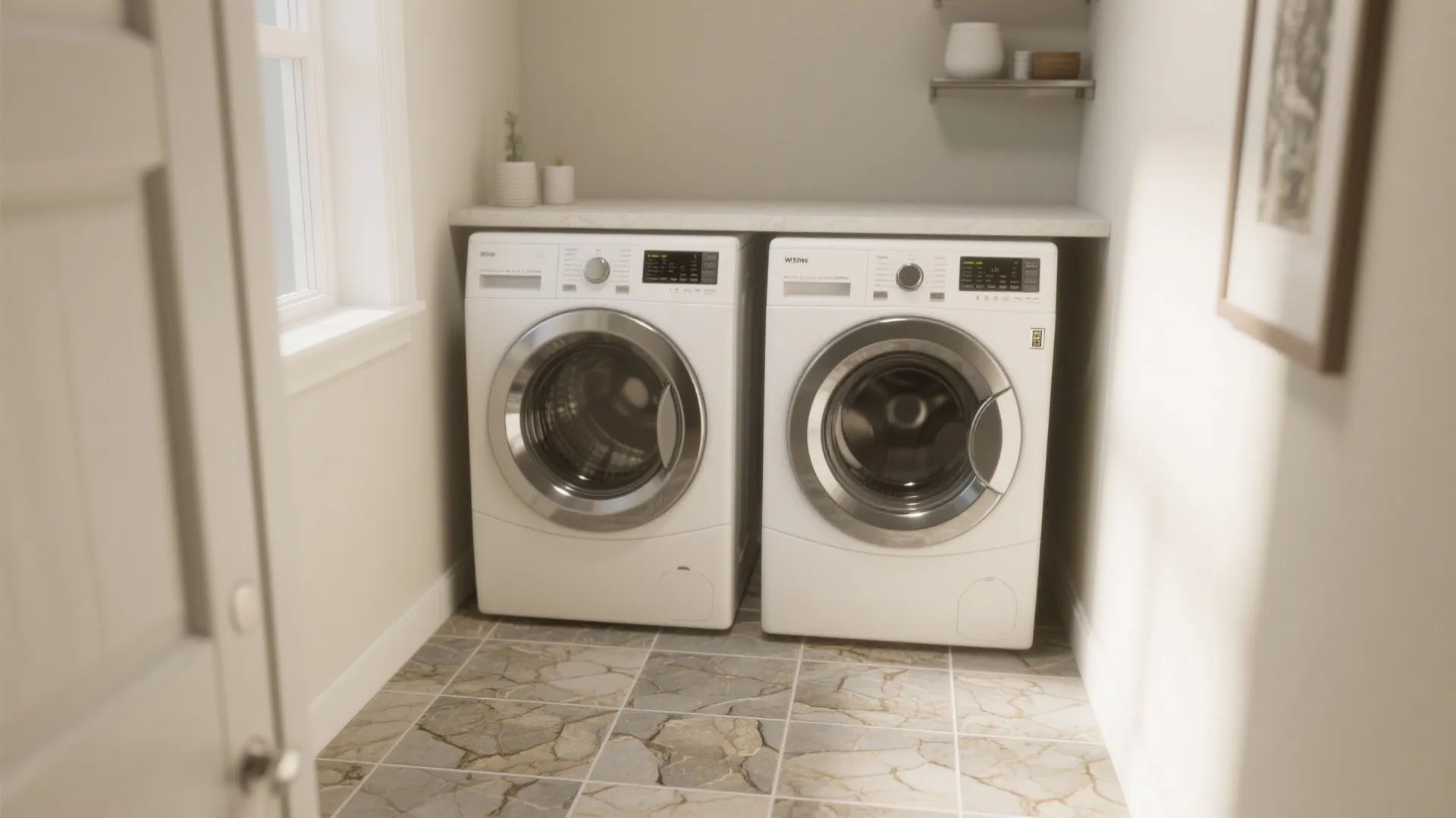 2. Porcelain-look vinyl tiles for a luxe feel without the cost