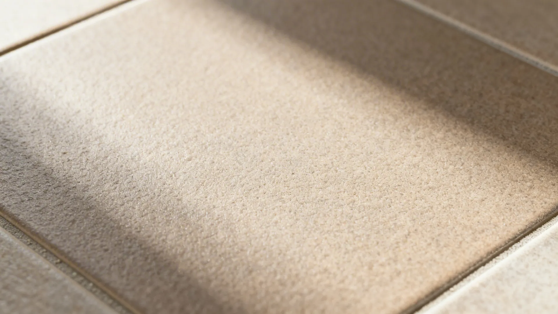 Macro view of matte greige porcelain tile with fine anti-slip texture and neat grout line.