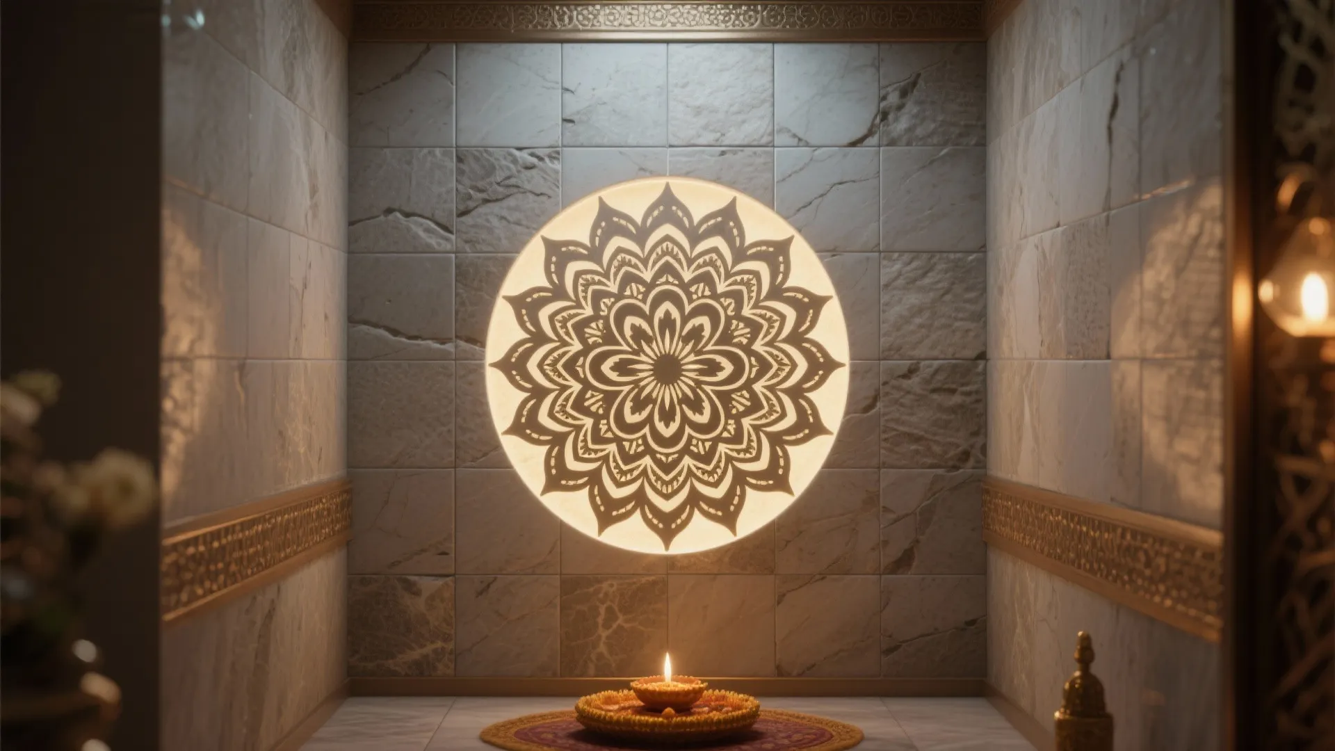 Stone-Look Porcelain with Mandala Inlay